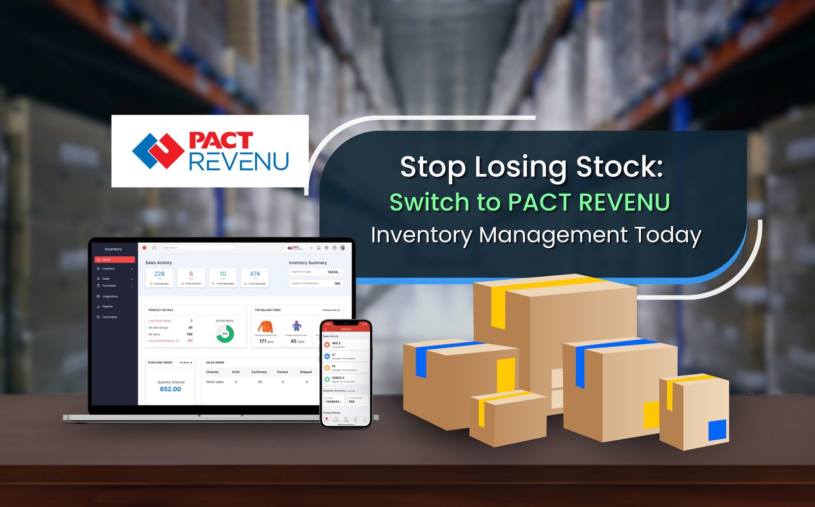 Inventory Management Software by PACT REVENU to prevent stock loss and improve warehouse efficiency