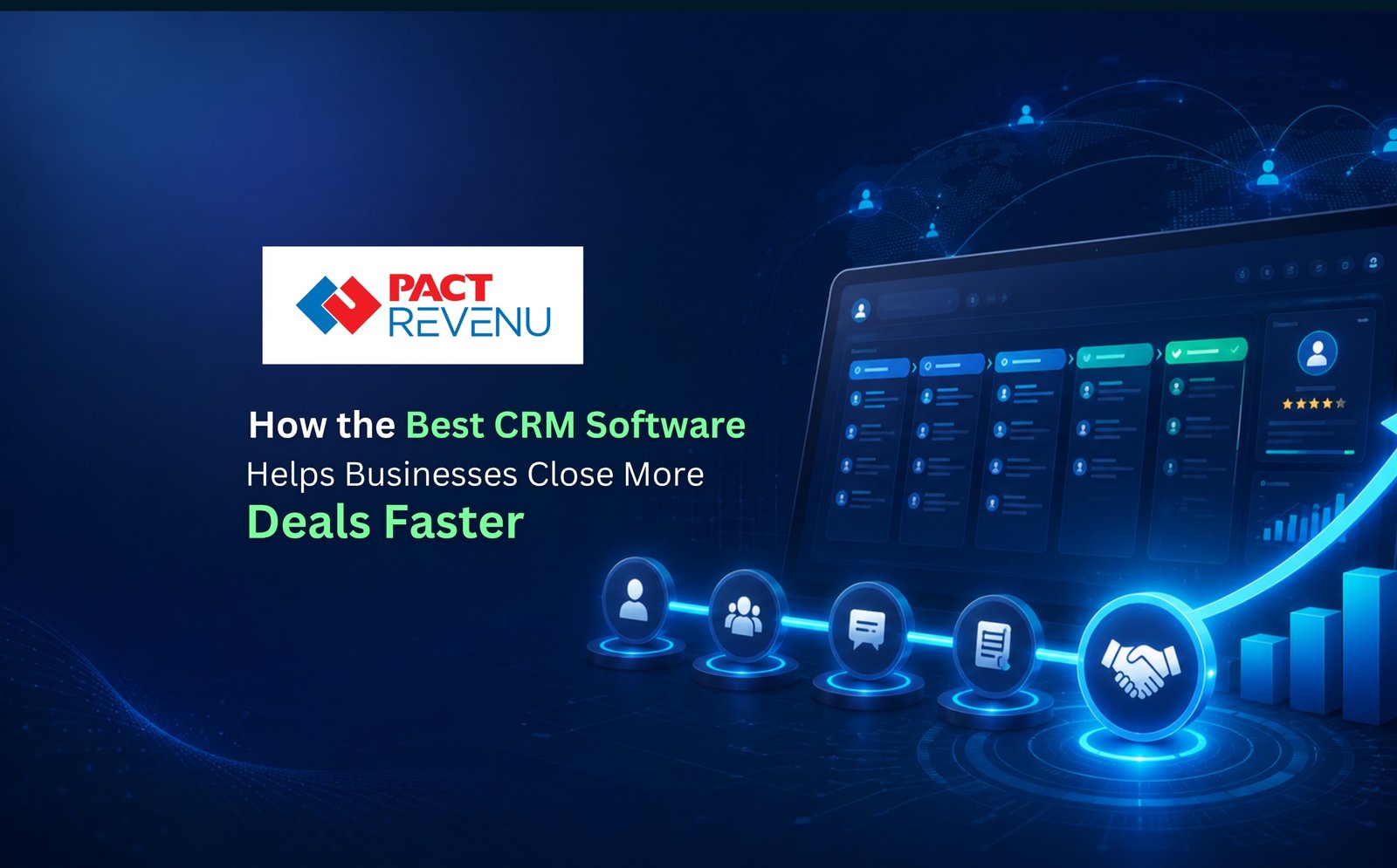 Illustration of the best CRM software dashboard helping businesses manage sales, customer relationships, and business growth with advanced automation and analytics tools.